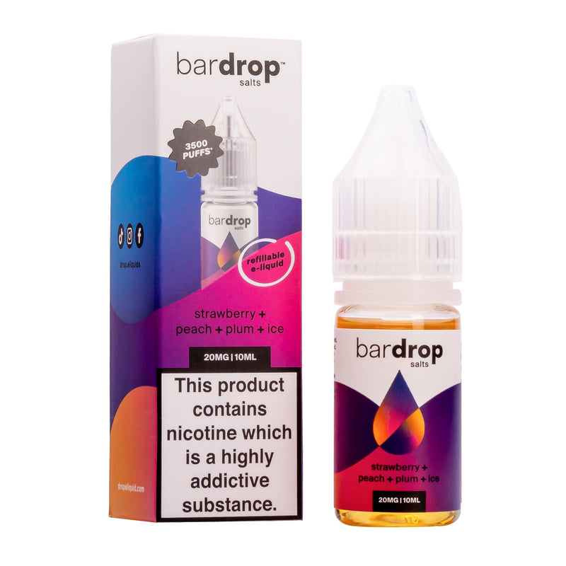 Strawberry Peach Plum Ice Nic Salt E-Liquid by Bar Drop