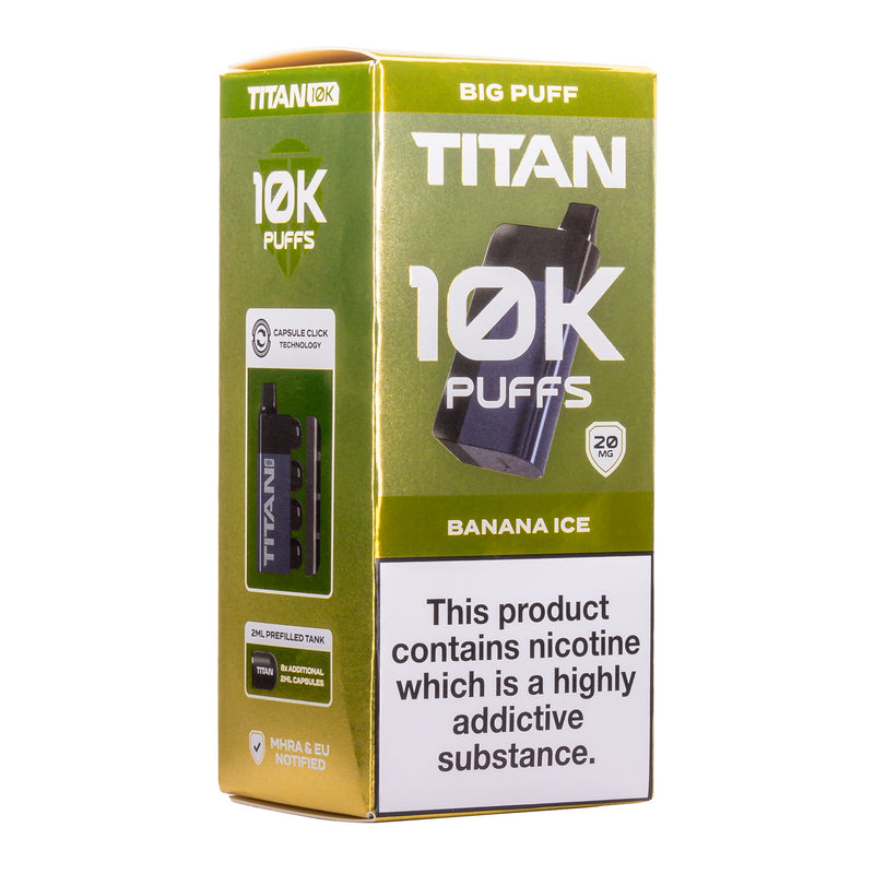 Banana Ice Titan 10K disposable vape kit box.