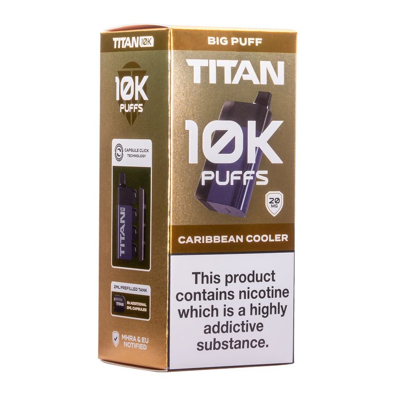 Caribbean Cooler Titan 10K disposable vape kit box.