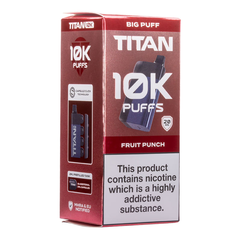 Fruit Punch Titan 10K disposable vape kit box.