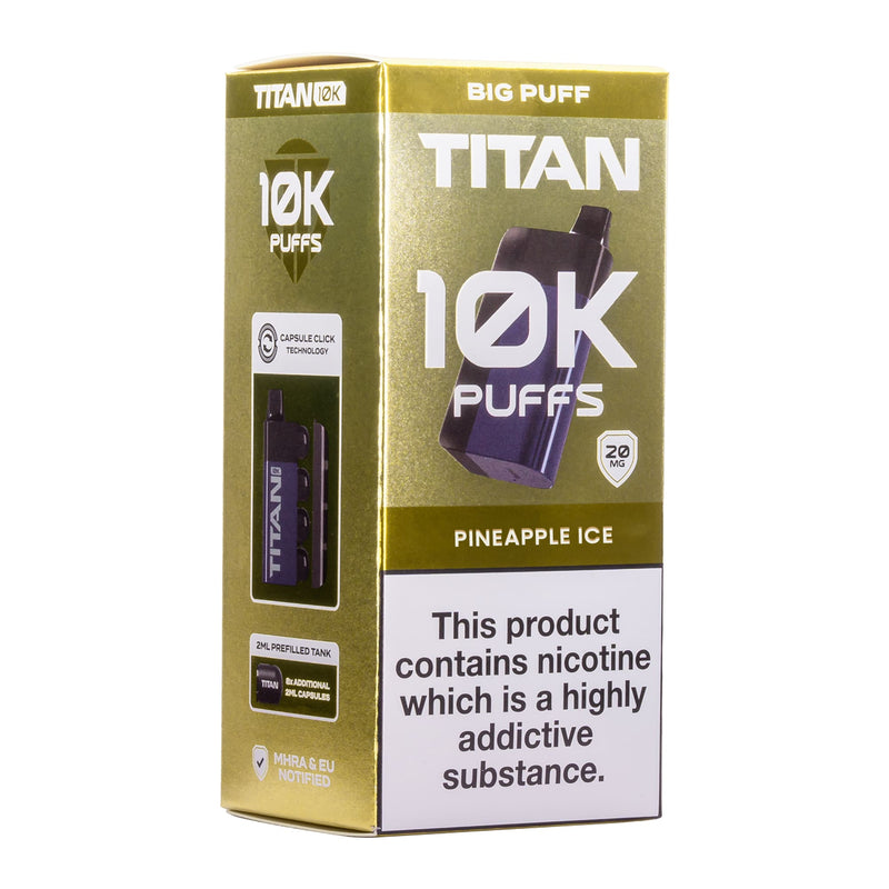 Pineapple Ice Titan 10K disposable vape kit box.