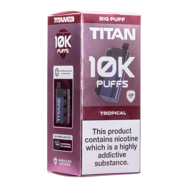 Tropical Titan 10K disposable vape kit box.