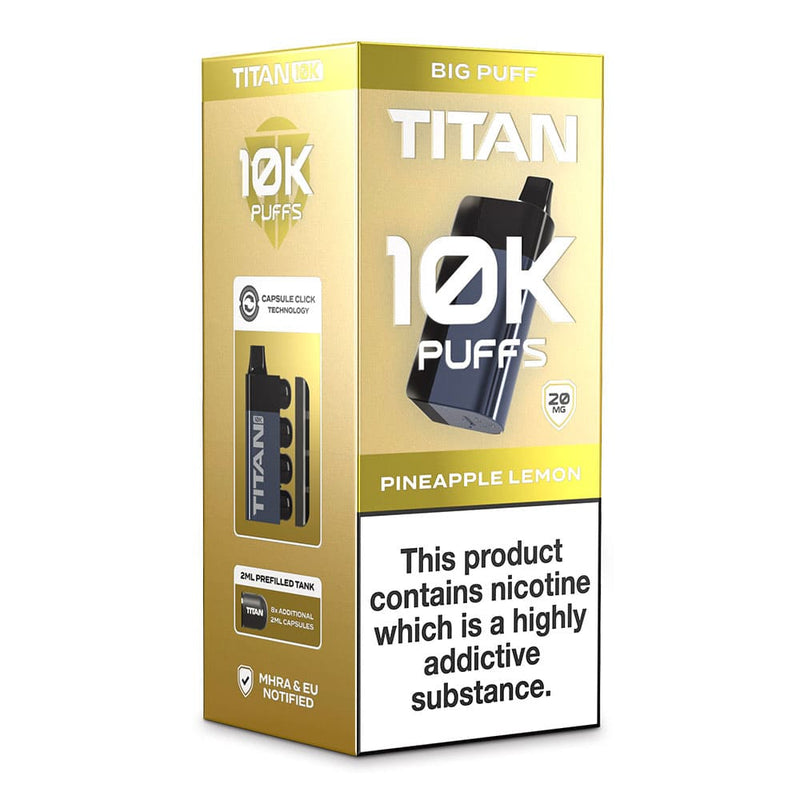 Pineapple Lemon Titan 10K disposable vape kit box.