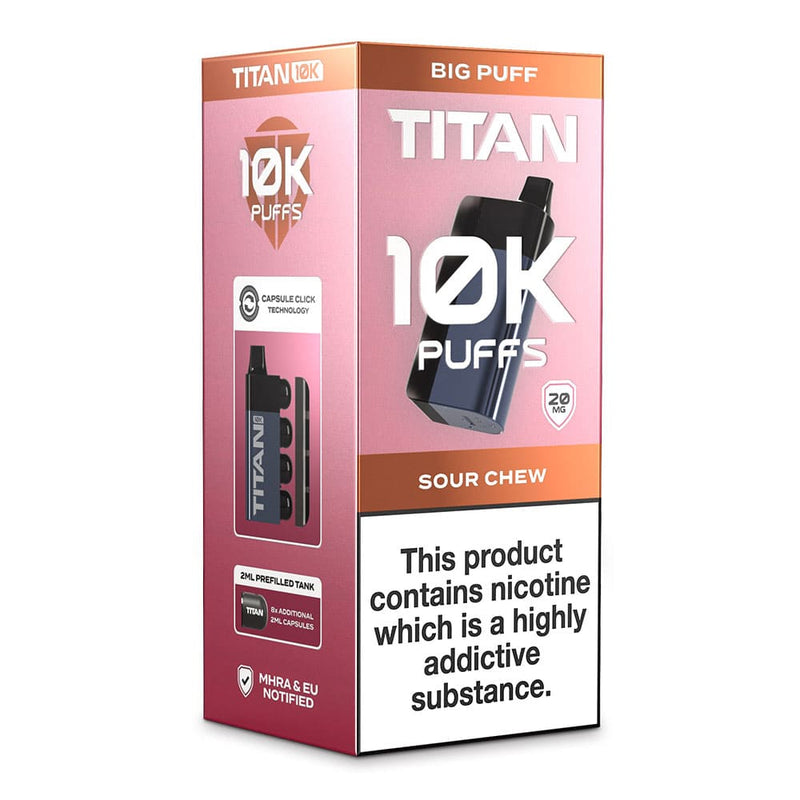 Sour Chew Titan 10K disposable vape kit box.