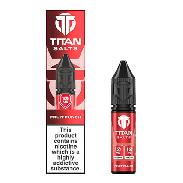 Titan Fruit Punch e-liquid bottle and box render.