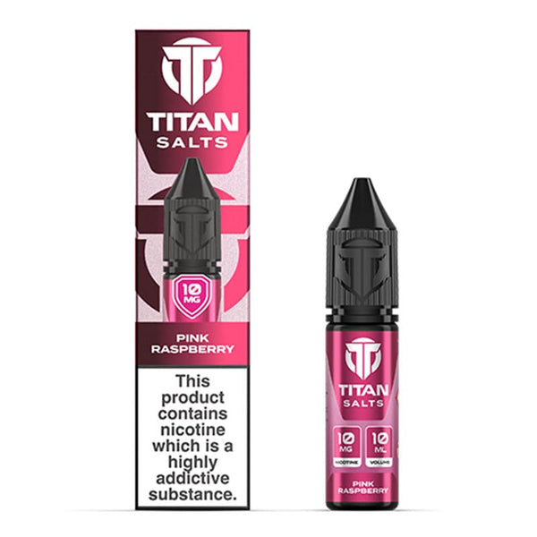 Titan Pink Raspberry e-liquid bottle and box render.