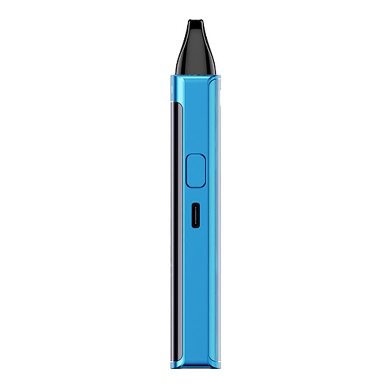 Button side angled render of Pacific Blue Uwell Caliburn G3 Pro.