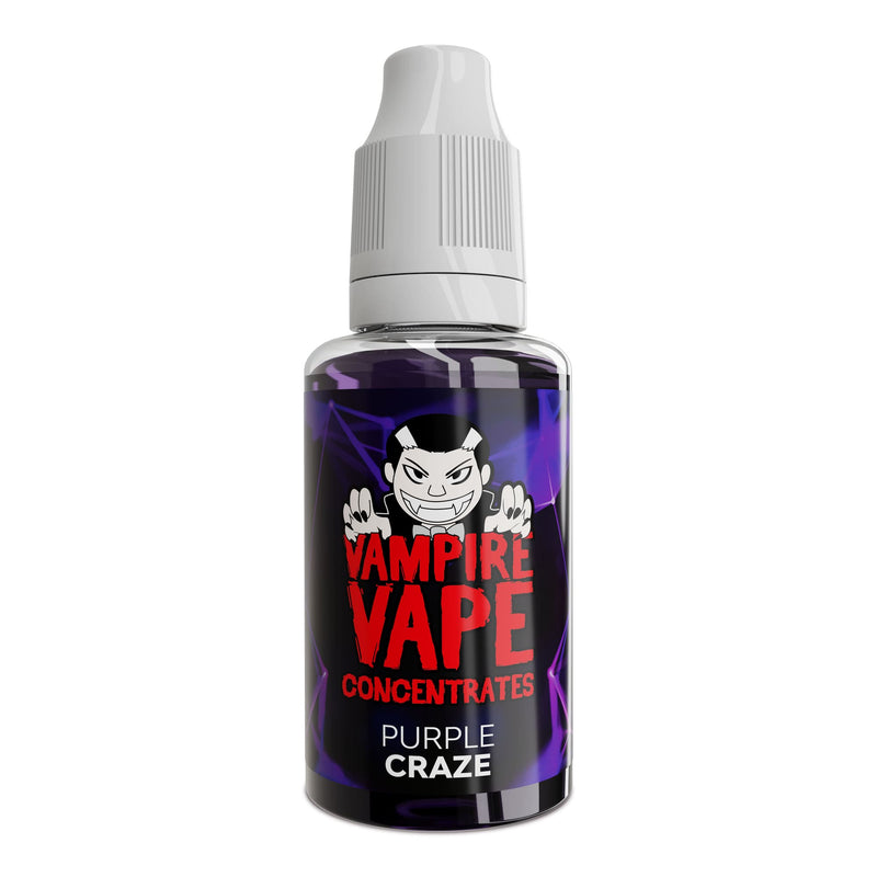 Rendered Purple Craze 30ml concentrate bottle by Vampire Vape.