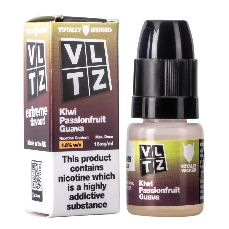 VLTZ Kiwi Passion Fruit Guava e-liquid bottle and box.